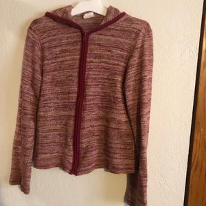 girls burgundy zip up hoodie sweater